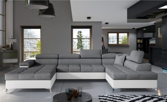 Seksjon Eltap Eduardo 337x205x88 cm Sawana 05 Soft 17 Grå Hvit Høyre