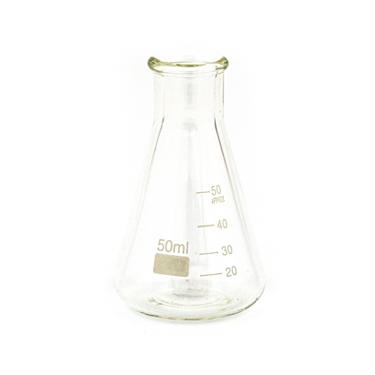 Erlenmeyer kolbe 50 ml av borosilikatglass. 0,05 liter