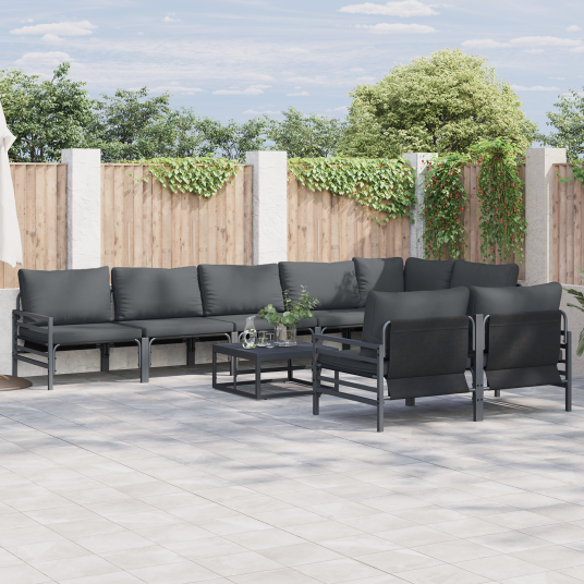 vidaXL Hagesofa Set 8 stk. Svart Stål