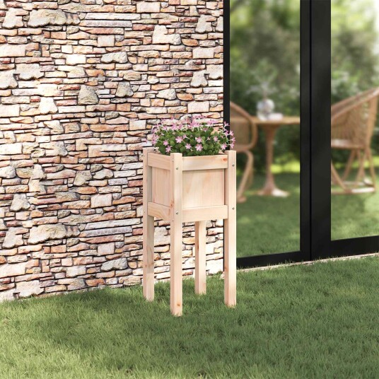 vidaXL Hageblomsterpotte Natur 31 x 31 x 70 cm Massiv furu