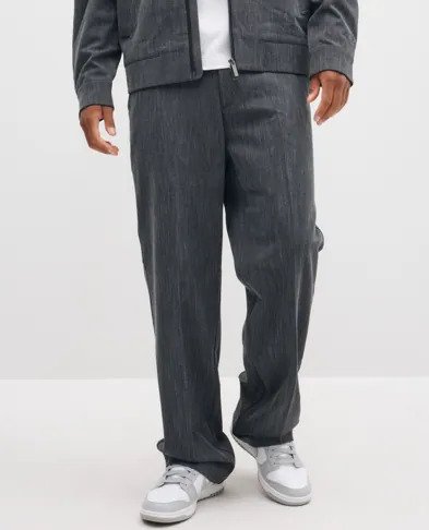 Les Deux Herringbone Tailored Pants Dressbukser Grå