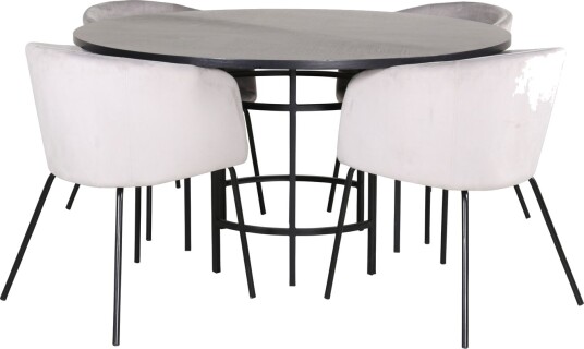 Copenhagen Matgruppe 140 cm Rund med 4 Berit stoler - Sort