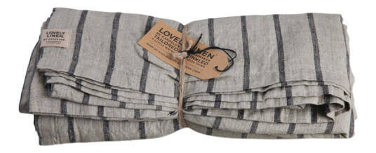 Lovely Linen Misty linduk 145x300 cm stripe sort