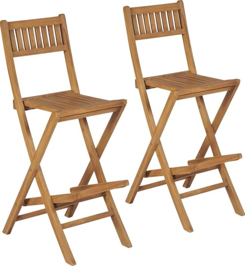 vidaXL Sammenleggbare barstoler 2 stk heltre teak