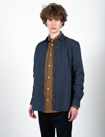 Clean Cut Copenhagen Valencia Stretch Aop Shirt Ls - Blue - S