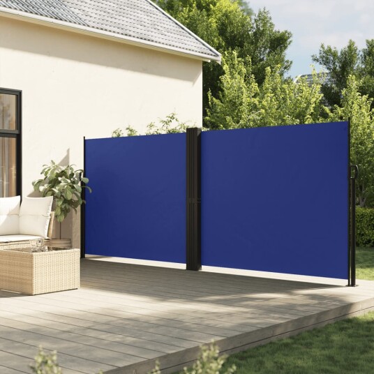  Uttrekkbar sidemarkise blå 160x1200 cm 4004821