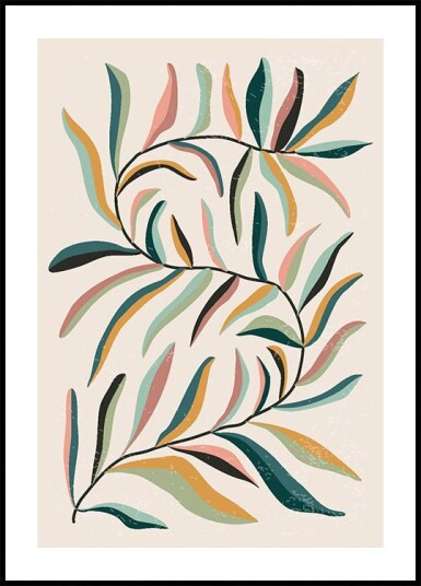 Minimalist Colorful Botanical Leaves Plakat Plakat / 100x150cm