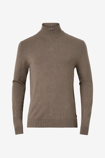 Lindbergh Genser Half Zip Melange Knit Grå Lindbergh Genser Half Zip Melange Knit Grå