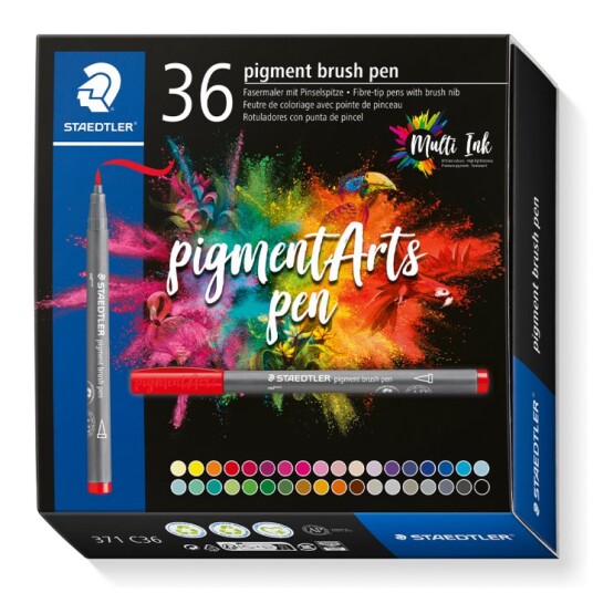 Staedtler Pigment Arts Brush Pen 36-sett