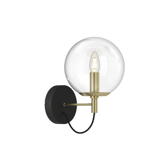 Lucande Sotiana vegglampe, glasskule, messing