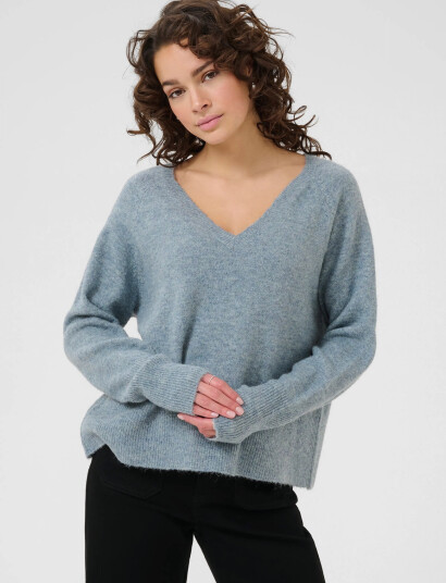 Kaffe Kaniel V-Neck Pullover - Blue - XXL