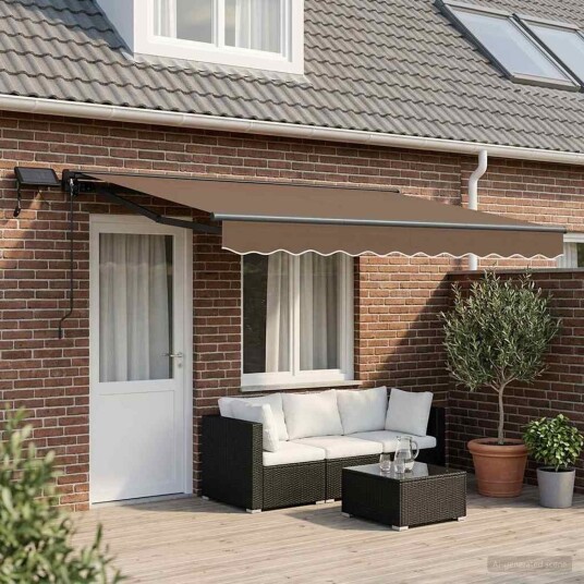 vidaXL Manuell markiseramme med LEDs Gråbrun 5 × 3,5 m