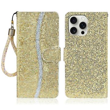 iPhone 16 Pro Max Stilig glitterlommeboketui   gull