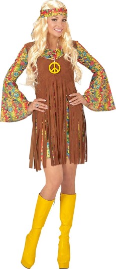 Flower Power Babe Hippiekostyme til Dame Strl M