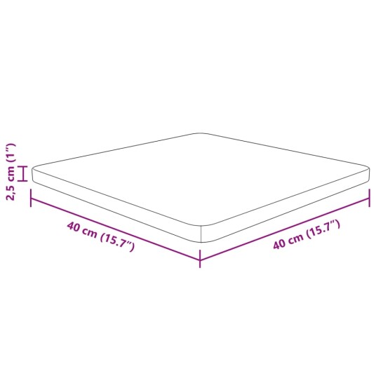  Firkantet bordplate lysebrun 40x40x2,5 cm behandlet heltre eik 343028
