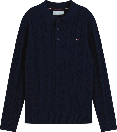 Tommy Hilfiger Cotton Cable Polo Sweater Navy 128