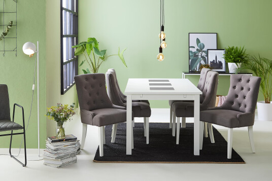 Basic Home Spisegruppe Octavia Hvit/Grå 6 Ophelia Stoler
