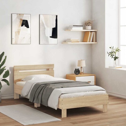 Sengeramme med hodegavl sonoma eik 100x200 cm konstruert tre 8721012238787