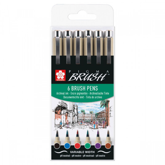 Sakura Pigma Brush 6-set Basic Colours