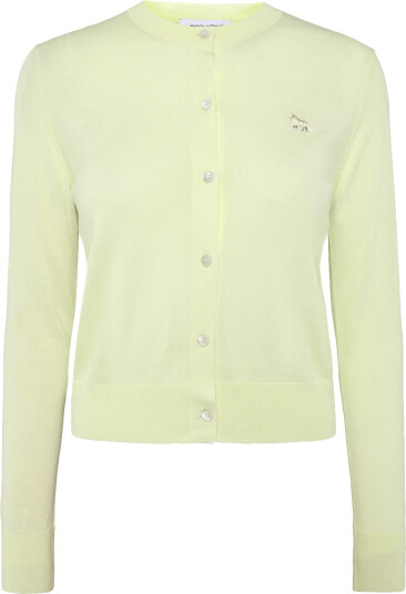 Maison Kitsune Baby Fox Patch Regular Cardigan Yellow XS Maison Kitsune Baby Fox Patch Regular Cardigan Yellow XS