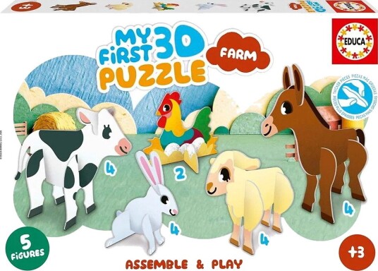 Educa 3D Puslespill 18 Brikker/5 Figurer My First Farm Educa OneSize Puslespill Brun Grønn Gul Hvit Rosa Svart Educa 3D Puslespill 18 Brikker/5 Figurer My First Farm Educa OneSize Puslespill Brun Grønn Gul Hvit Rosa Svart