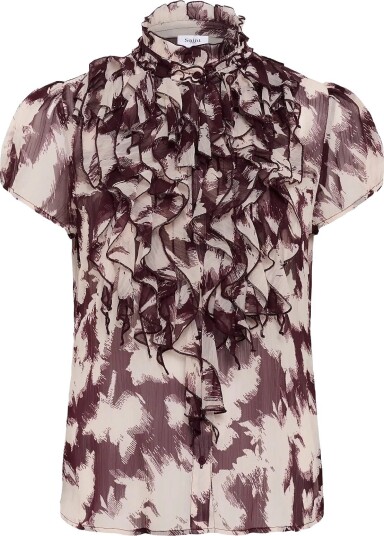 Saint Tropez Liljasz Crinkle Ss Shirt - WINETASTING SHADOW BLOOMS - XS