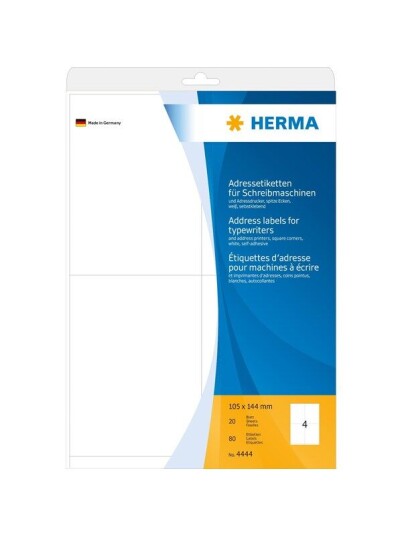 HERMA Address labels for typewriters A4 105 x 144 mm permanent adhesion