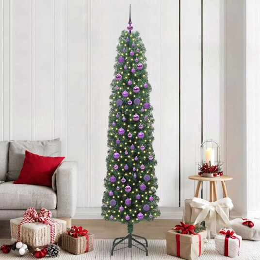 Kunstig juletre med 300 LED grønn 210 cm PVC og stål og plast