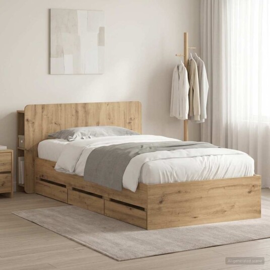 Sengeramme med oppbevaring Artisan eik 80 x 200 cm Sengeramme med oppbevaring Artisan eik 80 x 200 cm