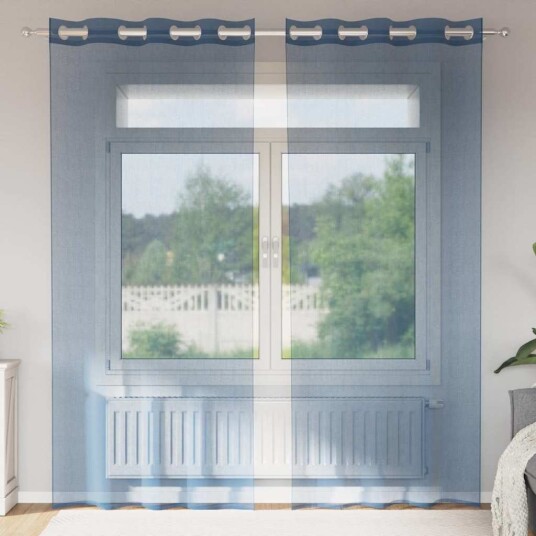 Voile gardiner med grommets 2 stk kongeblå 8721158551320