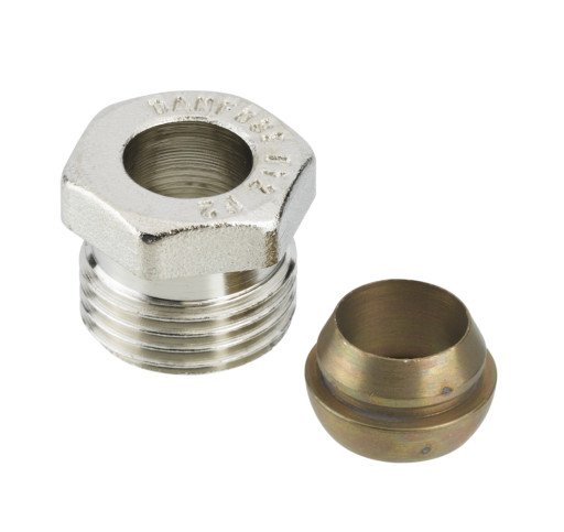 Danfoss Kon og Trykkmutter 1/2" x 12 mm for Vannrør