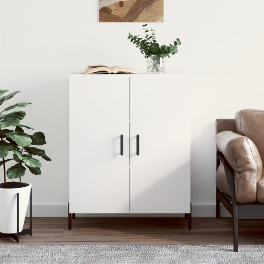 Skjenk hvit 69,5x34x90 cm konstruert tre