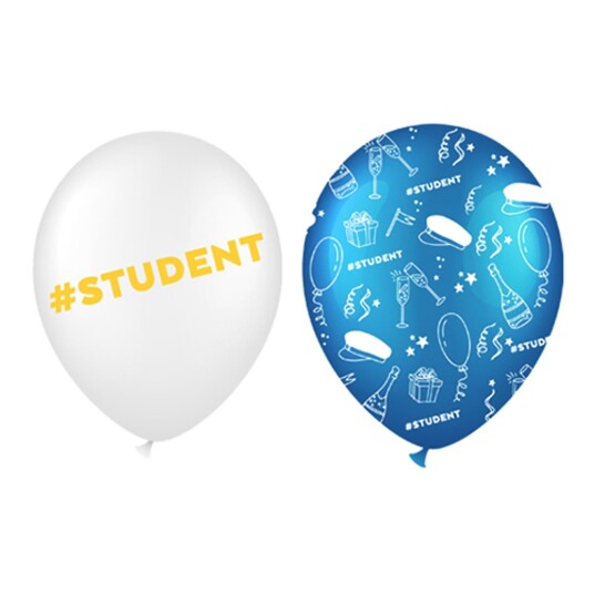 Hisab/Joker Company AB Ballonger Hvit/Blå Student - 6-pakning