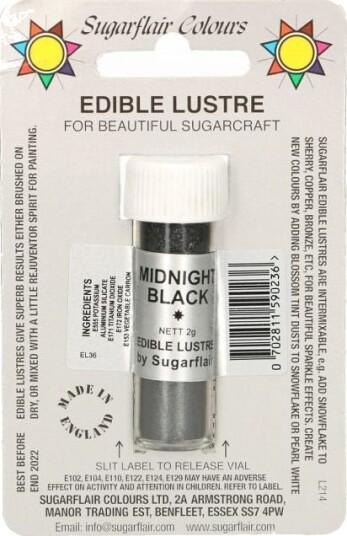 Sugarflair Spiselig Glitter Midnight Black 2g | Slikkepott.No