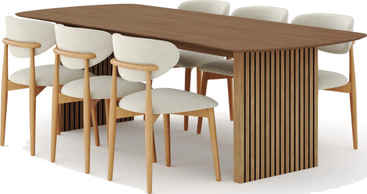 Richeto Spisegruppe 240 cm Eik med 6 Molly Spisestoler - Eik/Beige