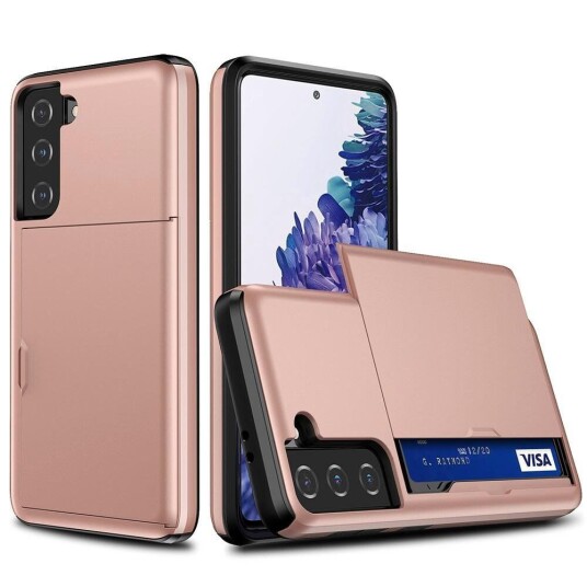 INCOVER Samsung Galaxy S21 FE (5G) Hybrid Håndverker Deksel med Lommebok - Rose Gull