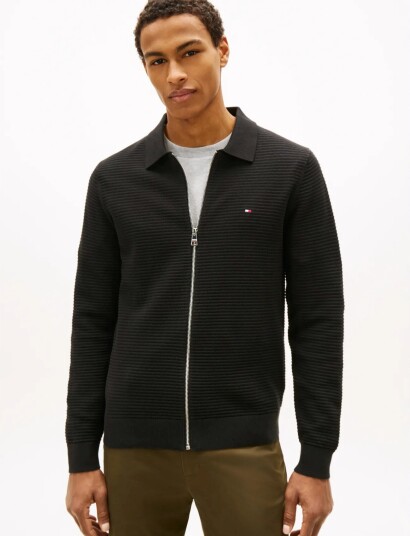 Tommy Hilfiger Seasonal Structure Zip Thru Polo Black XS Tommy Hilfiger Seasonal Structure Zip Thru Polo Black XS
