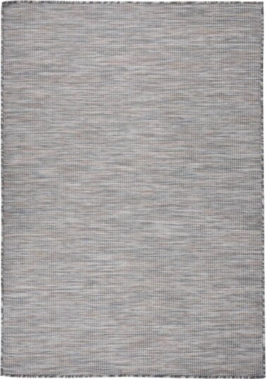 vidaXL Utendørs flatvevd teppe 140x200 cm brun og svart