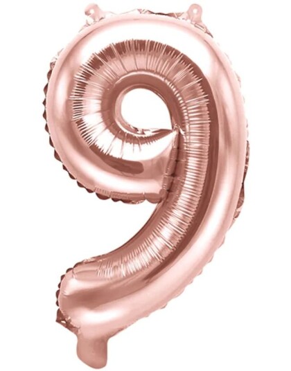 Tallet 9 Rose Gullfarget JUMBO Folieballong 86 cm