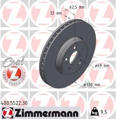 Bremseskive ZIMMERMANN 400.5522.30