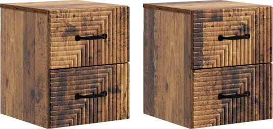  Vegghengt Nattbord 2 pcs Gammelt tre 34,5 x 33 x 40 cm