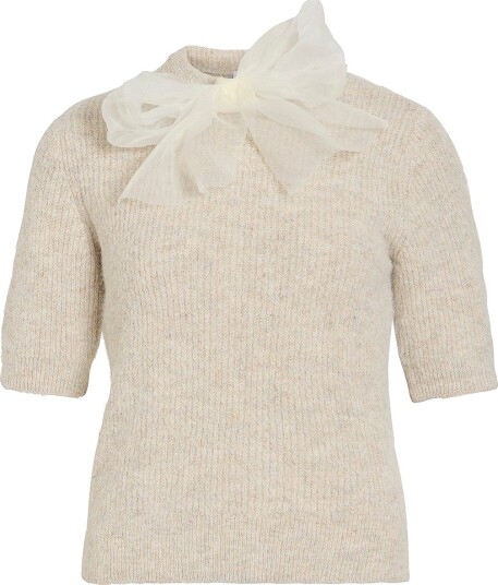 Vila Viitza O Neck 2/4 Bow Knit Top/Bfs Cream M Vila Viitza O Neck 2/4 Bow Knit Top/Bfs Cream M