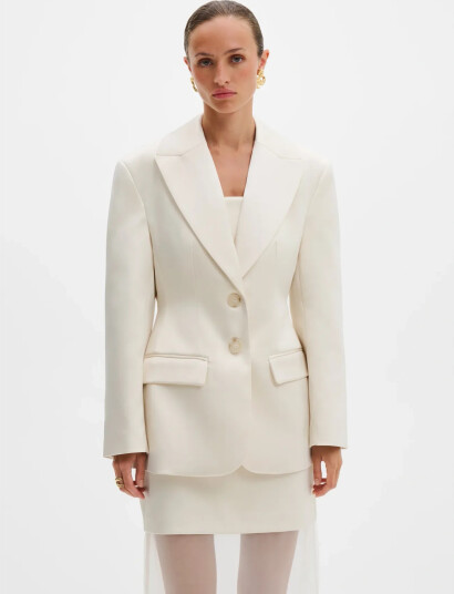 Malina Ella Tailored Peplum Blazer Cream M Malina Ella Tailored Peplum Blazer Cream M