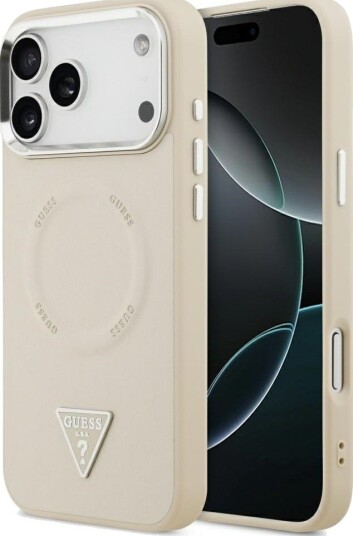 Guess Triangle Logo MagSafe Mobildeksel til iPhone 17 Pro - Beige Guess Triangle Logo MagSafe Mobildeksel til iPhone 17 Pro - Beige