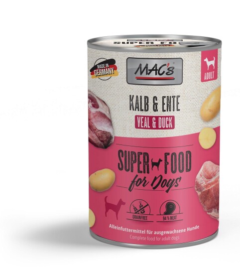 Mac'S Super Food For Dogs Kalv Og And Våtfôr 400G Mac'S Super Food For Dogs Kalv Og And Våtfôr 400G