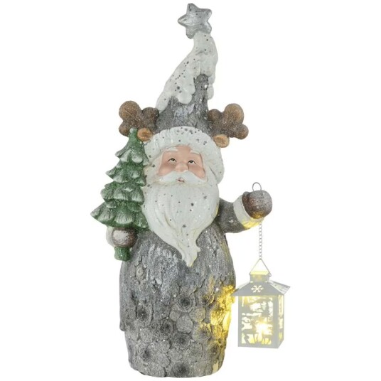 Northio Juledekorasjonsfigur Julenisse Med Juletre Og Lykt 55 Cm Julefigur Led-Lys Dekorativ Figur Til Jul