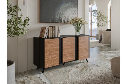 Kommode Clement 151 cm   Svart/Brun