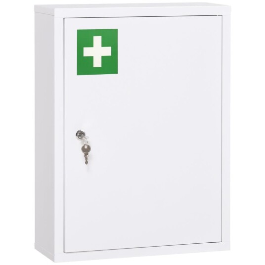 Apotekskap Veggmontert Låsbar 2 Nøkler Stål Hvit 40X15X53,5Cm