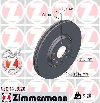 Bremseskive ZIMMERMANN 430.1499.20