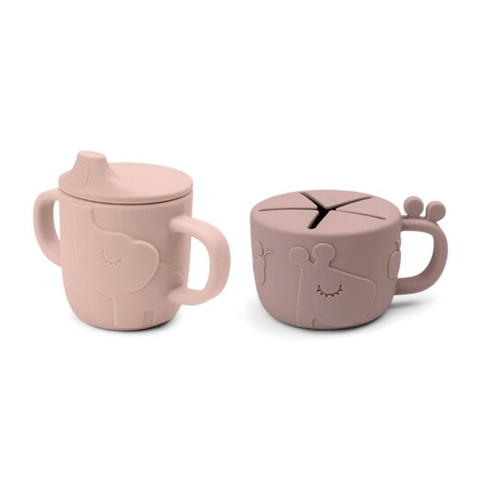 Done by Deer ™ Snack & Drink Cup Peekaboo Sett Deer friends Pink